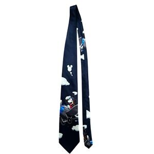Mickey Mouse Airplane Pilot Navy Blue Silk Necktie Disney Tie‎ Men's